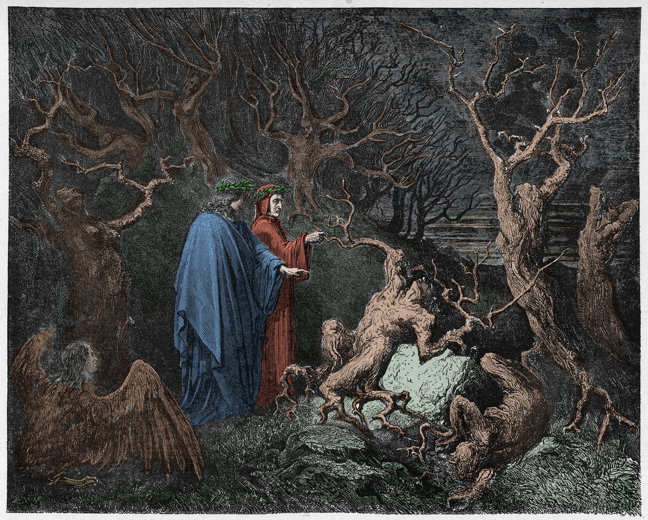 Inferno, Canto 13: De zelfmoordenaars in het bos, illustratie uit De
